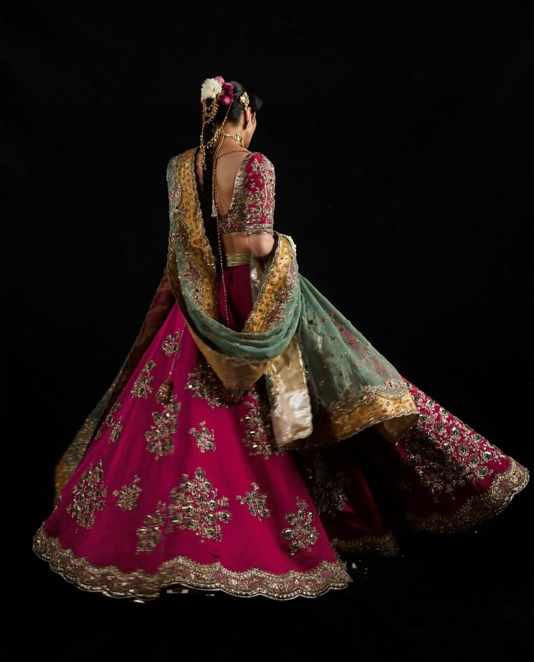 Raw Silk & Organza Lehenga with Heavy Kurti and Dupatta