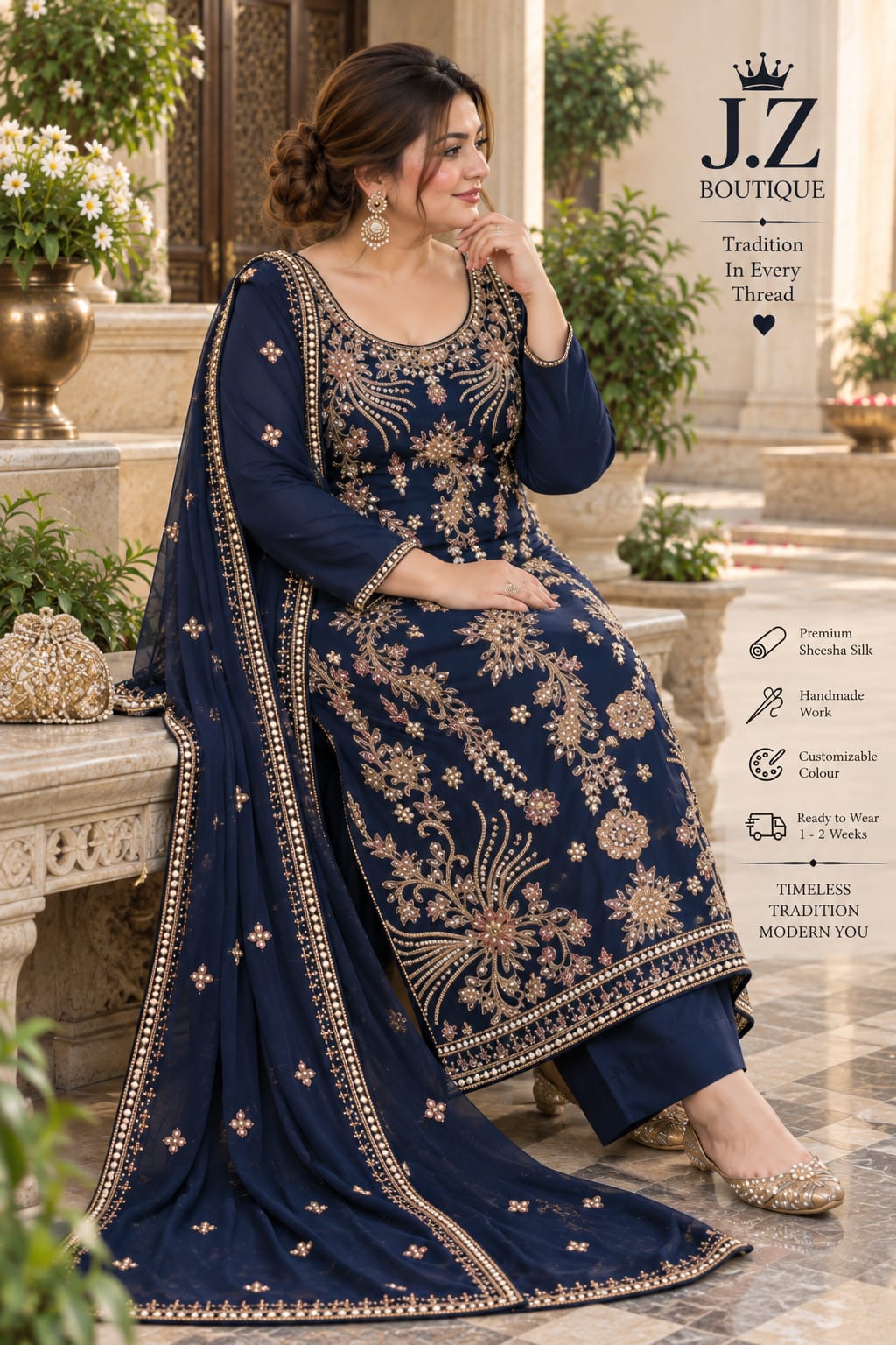 Long shirt with Trouser & Dupatta