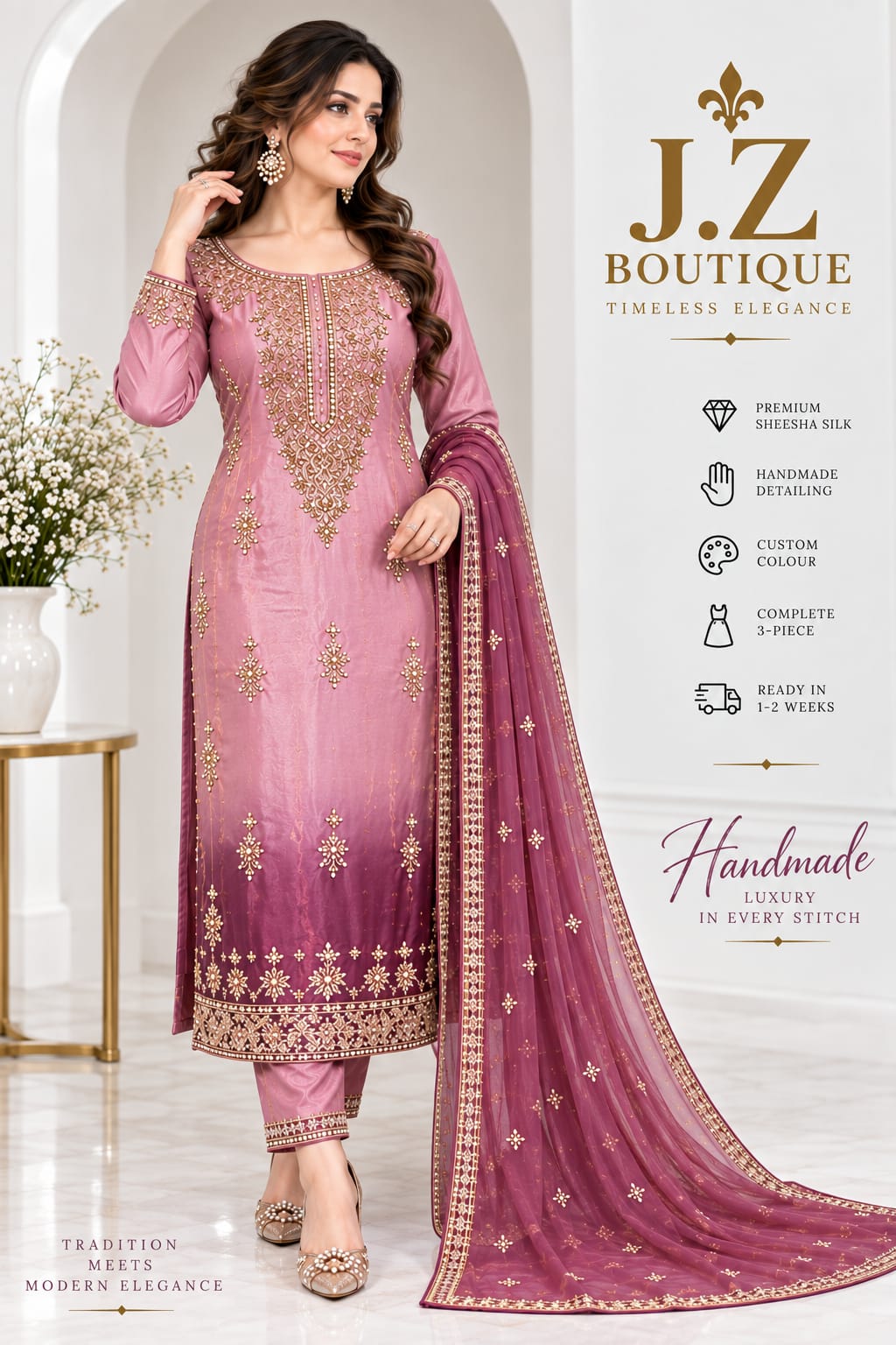 Long shirt with Trouser & Dupatta