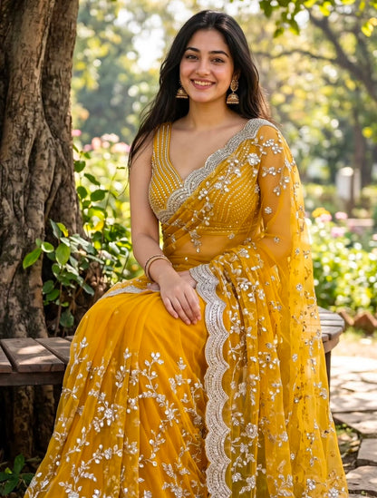 Mustard Yellow Saree
