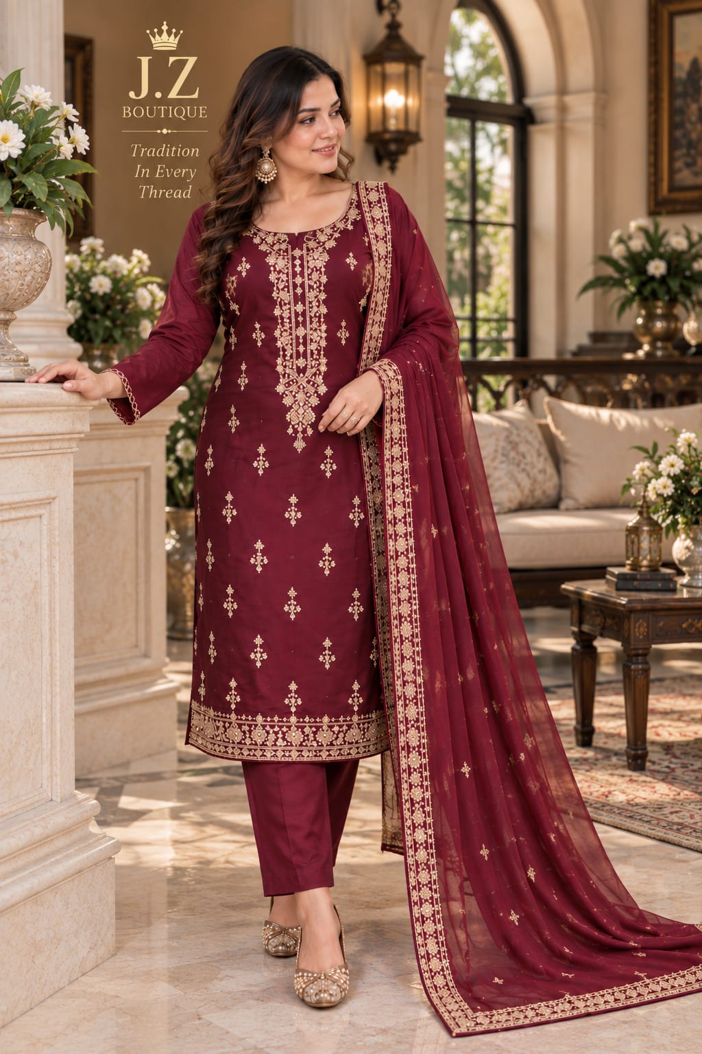 Long shirt with Trouser & Dupatta
