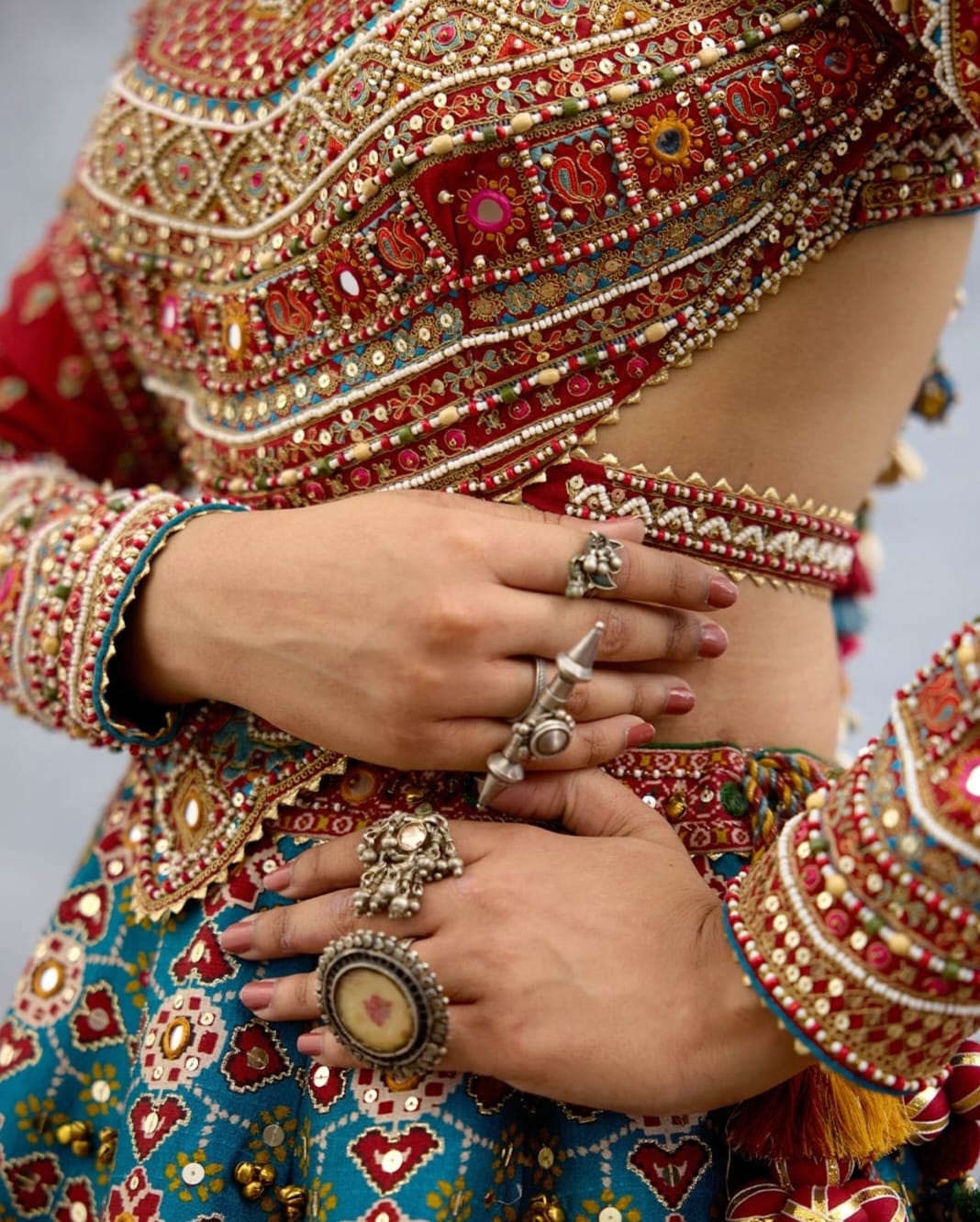 Raw Silk &amp; Organza Lehenga with Heavy Kurti and Dupatta