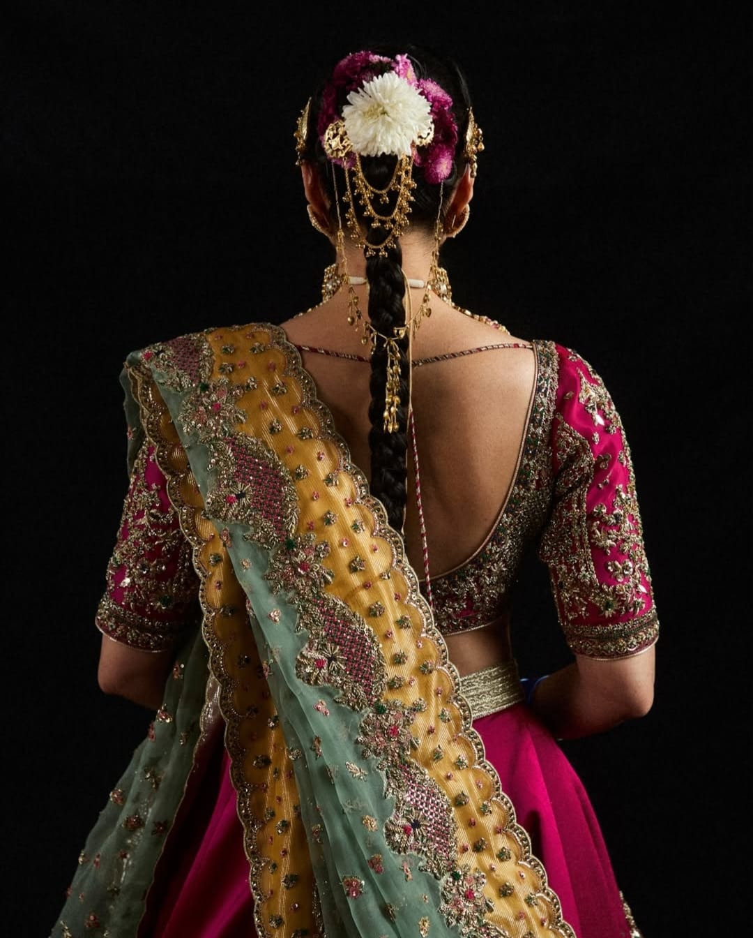 Raw Silk &amp; Organza Lehenga with Heavy Kurti and Dupatta