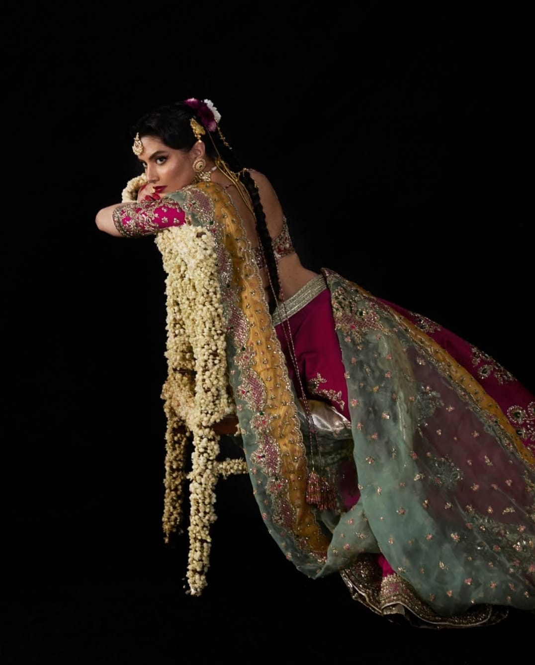 Raw Silk &amp; Organza Lehenga with Heavy Kurti and Dupatta