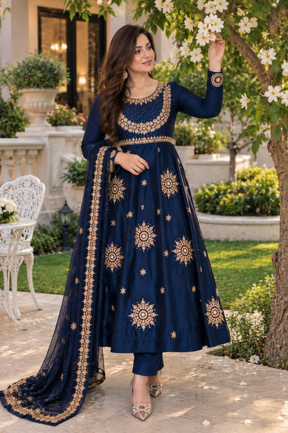Handmade Frock,trouser & Dupatta