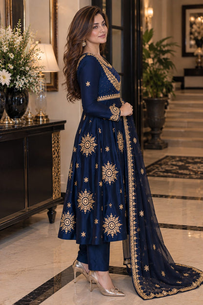 Handmade Frock,trouser & Dupatta