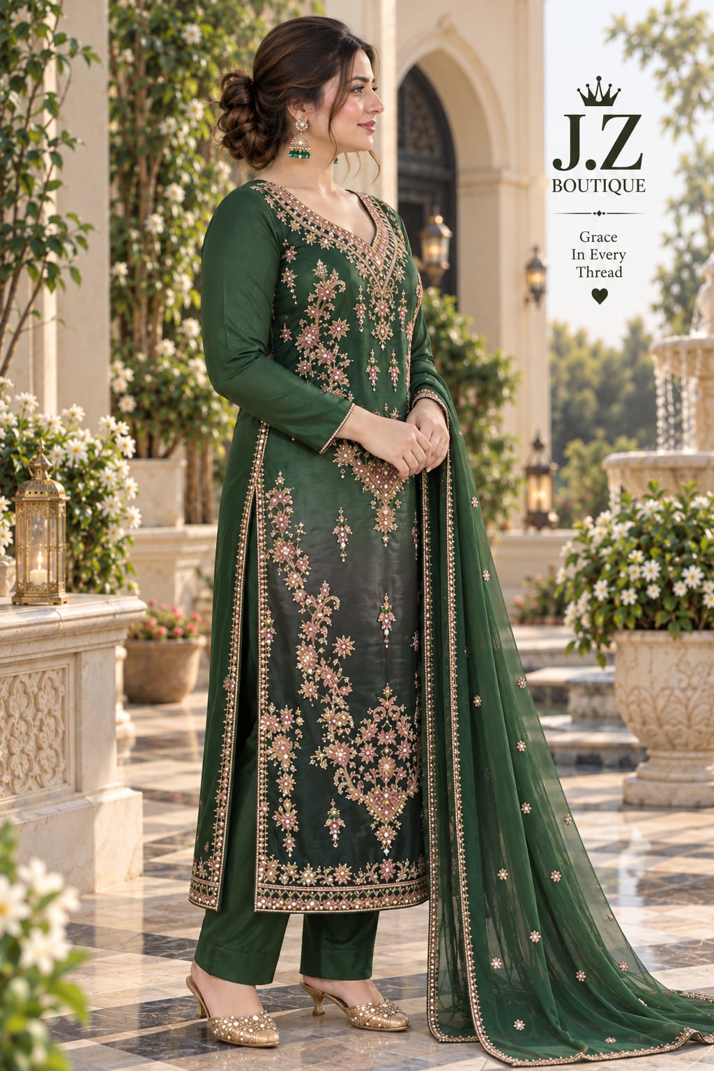 Long shirt with Trouser & Dupatta