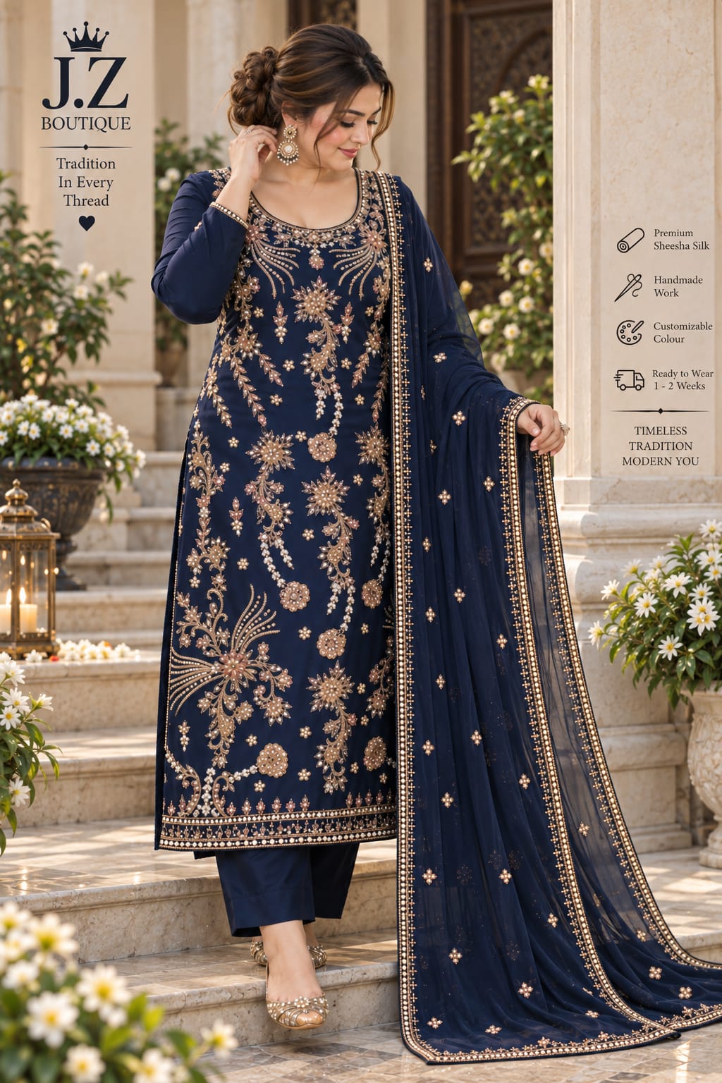 Long shirt with Trouser & Dupatta