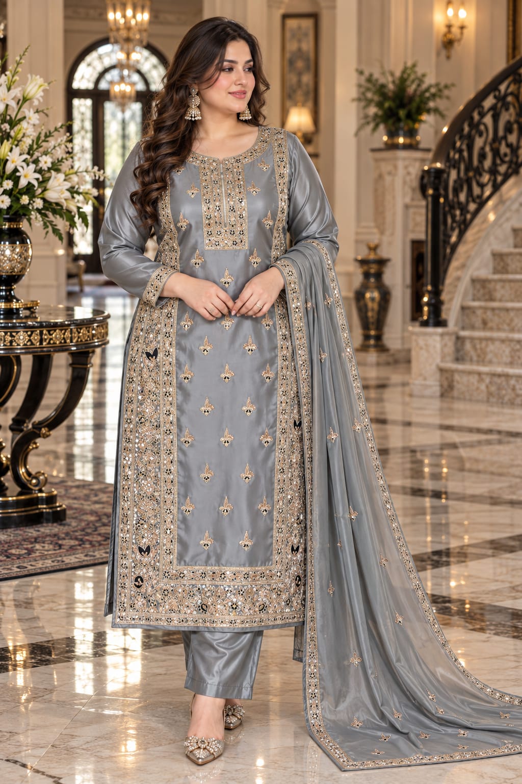 Long shirt with Trouser & Dupatta