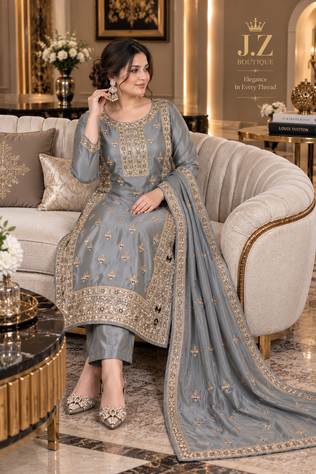 Long shirt with Trouser & Dupatta