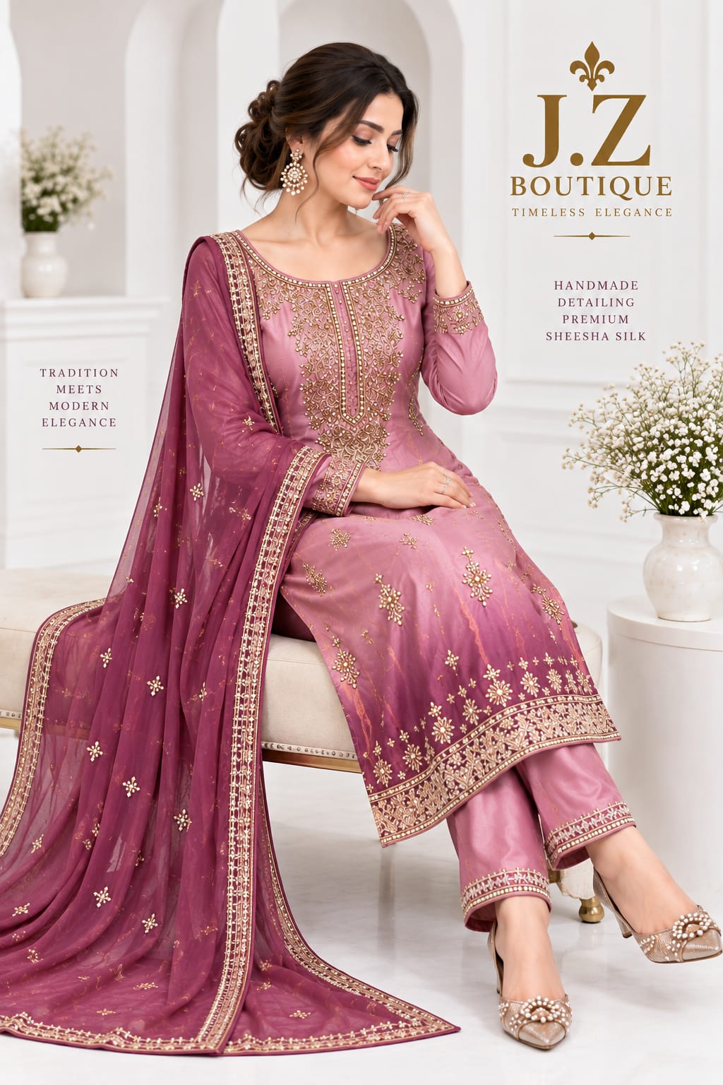 Long shirt with Trouser & Dupatta