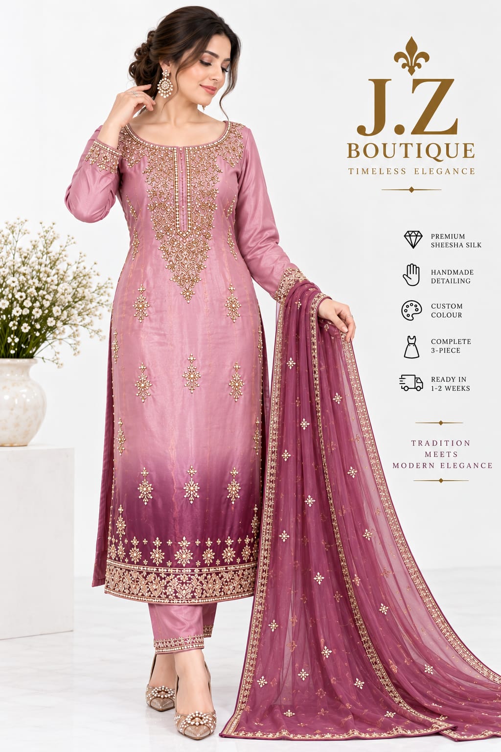 Long shirt with Trouser & Dupatta