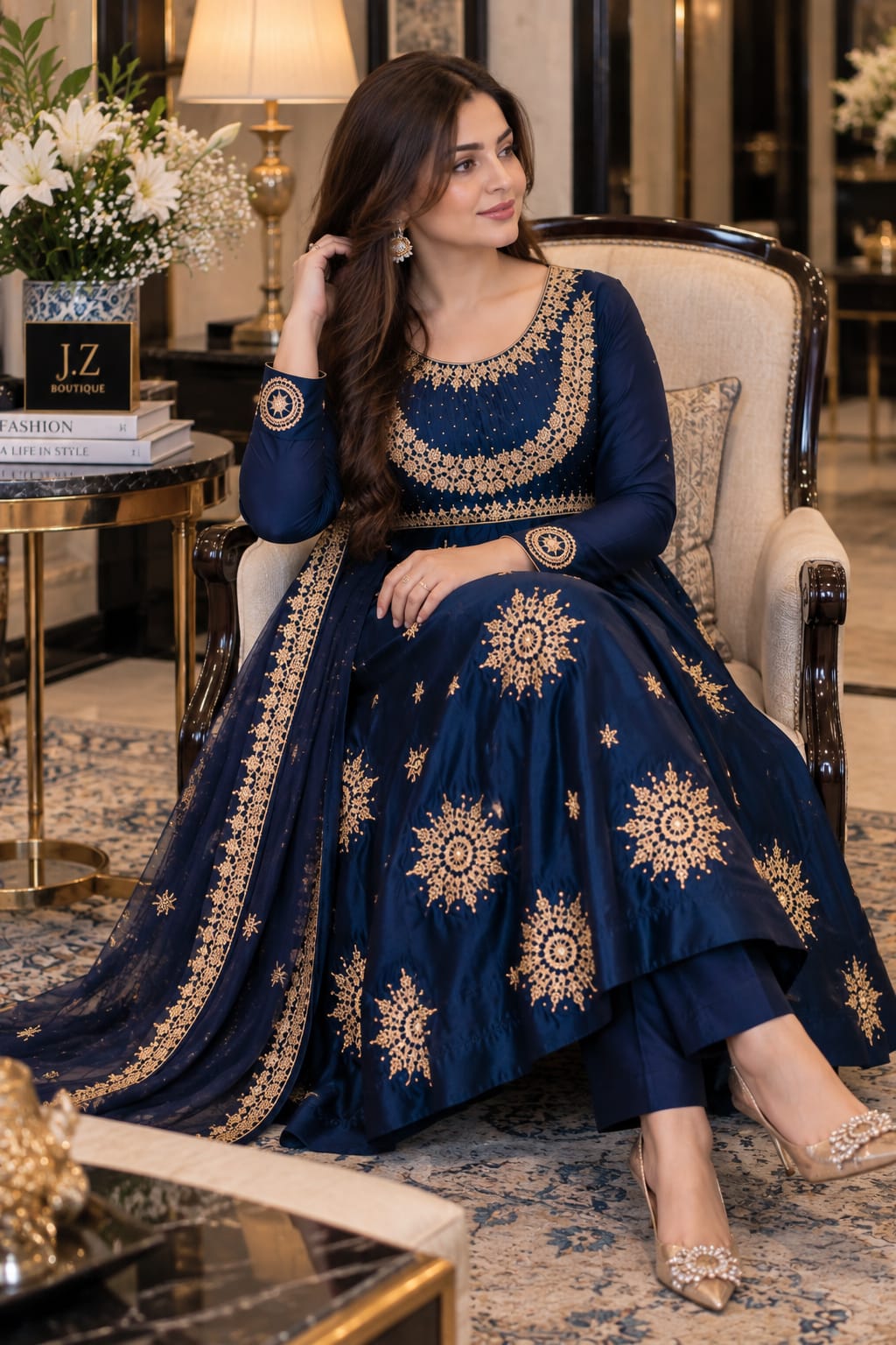 Handmade Frock,trouser & Dupatta