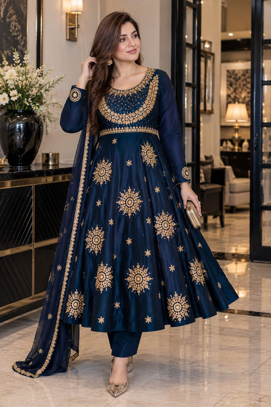 Handmade Frock,trouser & Dupatta