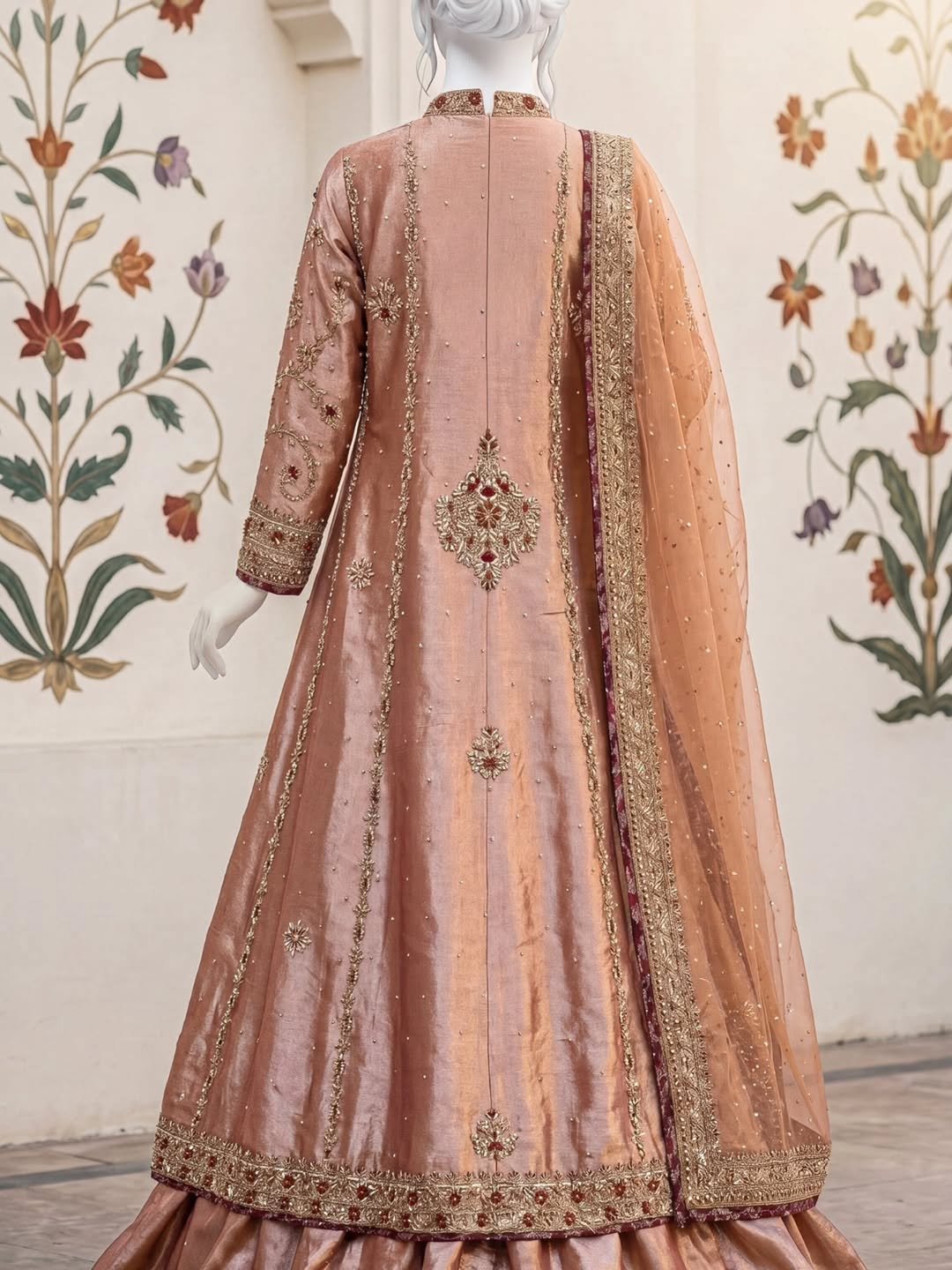 Angrakha Long Frock With Lehenga
