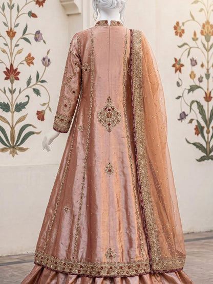Angrakha Long Frock With Lehenga