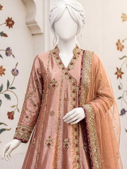 Angrakha Long Frock With Lehenga